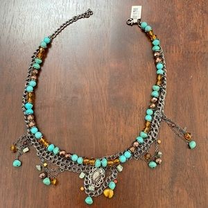 21” Turquoise Beaded Chain Necklace- Fun close to the Neck & Adjustable